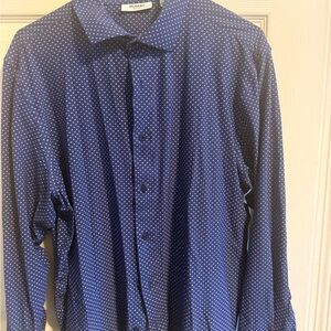 Murano Navy and White Patterned Button Down Shirt